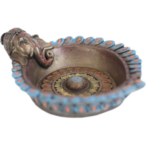  인센스스틱 Ebros Gift Hindu Elephant Supreme God Lord Ganesha Ganapati with Blue Peacock Feathers Incense Stick Holder Burner Dish Figurine 5.5 D Zen Vastu Accent