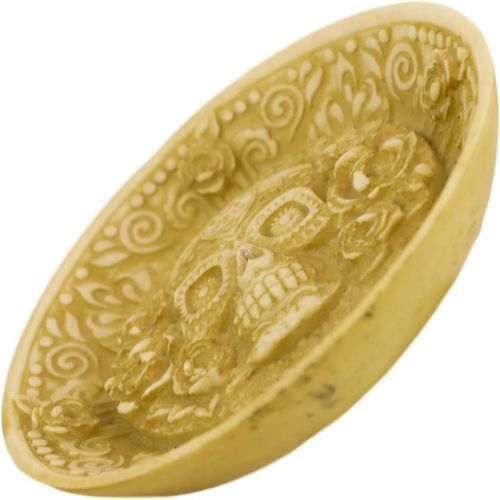  인센스스틱 Ebros Gift Ebros Day of The Dead Inca Floral Rose Sugar Skull Incense Stick Burner Holder Medallion Dish Figurine Skeletons Halloween Ossuary Aromatherapy Coin Jewelry Dishes Decorative Accen