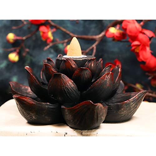  인센스스틱 Ebros Gift Ebros Buddha Padma Lotus Incense Stick and Backflow Cone Holder Burner Figurine Zen Feng Shui Mandala Buddhism Misting Fog Flower Blossoms Home Fragrance Decor