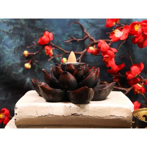  인센스스틱 Ebros Gift Ebros Buddha Padma Lotus Incense Stick and Backflow Cone Holder Burner Figurine Zen Feng Shui Mandala Buddhism Misting Fog Flower Blossoms Home Fragrance Decor