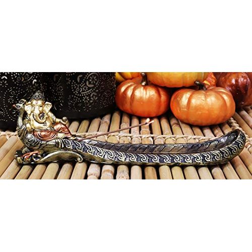  인센스스틱 Ebros Gift Ebros Supreme Hindu God Ganapati Lord Ganesha Riding A Peacock Incense Stick Burner Holder Statue Hinduism Vastu God of Wisdom Success and Prosperity Altar Decor Figurine