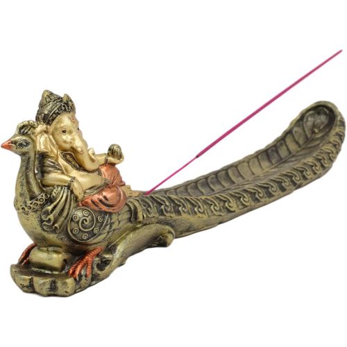  인센스스틱 Ebros Gift Ebros Supreme Hindu God Ganapati Lord Ganesha Riding A Peacock Incense Stick Burner Holder Statue Hinduism Vastu God of Wisdom Success and Prosperity Altar Decor Figurine