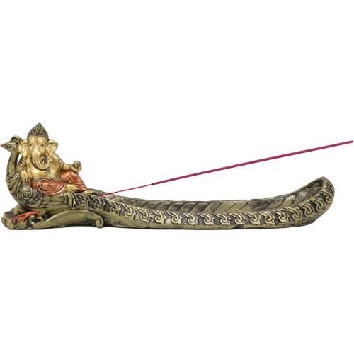  인센스스틱 Ebros Gift Ebros Supreme Hindu God Ganapati Lord Ganesha Riding A Peacock Incense Stick Burner Holder Statue Hinduism Vastu God of Wisdom Success and Prosperity Altar Decor Figurine