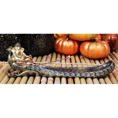  인센스스틱 Ebros Gift Ebros Supreme Hindu God Ganapati Lord Ganesha Riding A Peacock Incense Stick Burner Holder Statue Hinduism Vastu God of Wisdom Success and Prosperity Altar Decor Figurine