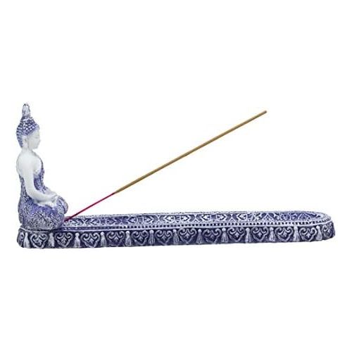  인센스스틱 Ebros Gift Thai Buddha Amitabha Meditating in Dhyana Mudra Incense Stick Holder Burner Figurine with Crystals 9.75 Long Buddhist Zen Feng Shui Vastu Home Fragrance Decor (Terracott