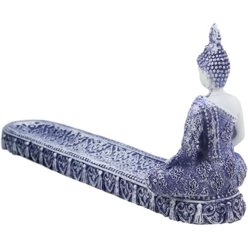  인센스스틱 Ebros Gift Thai Buddha Amitabha Meditating in Dhyana Mudra Incense Stick Holder Burner Figurine with Crystals 9.75 Long Buddhist Zen Feng Shui Vastu Home Fragrance Decor (Terracott