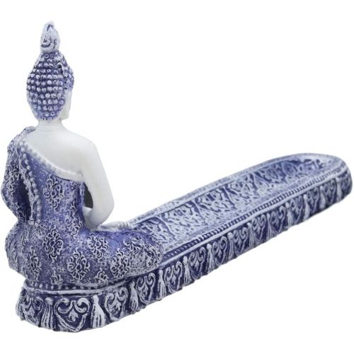  인센스스틱 Ebros Gift Thai Buddha Amitabha Meditating in Dhyana Mudra Incense Stick Holder Burner Figurine with Crystals 9.75 Long Buddhist Zen Feng Shui Vastu Home Fragrance Decor (Terracott