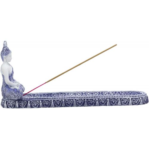  인센스스틱 Ebros Gift Thai Buddha Amitabha Meditating in Dhyana Mudra Incense Stick Holder Burner Figurine with Crystals 9.75 Long Buddhist Zen Feng Shui Vastu Home Fragrance Decor (Terracott