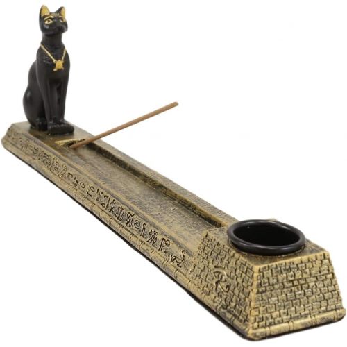  인센스스틱 Ebros Gift Egyptian Feline Goddess of Protection Bastet Cat Deity Incense Stick and Cone Burner Holder Sculpture Home Fragrance Accessory Gods of Egypt Temple of Bast Statue