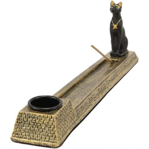  인센스스틱 Ebros Gift Egyptian Feline Goddess of Protection Bastet Cat Deity Incense Stick and Cone Burner Holder Sculpture Home Fragrance Accessory Gods of Egypt Temple of Bast Statue