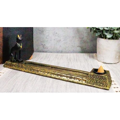  인센스스틱 Ebros Gift Egyptian Feline Goddess of Protection Bastet Cat Deity Incense Stick and Cone Burner Holder Sculpture Home Fragrance Accessory Gods of Egypt Temple of Bast Statue