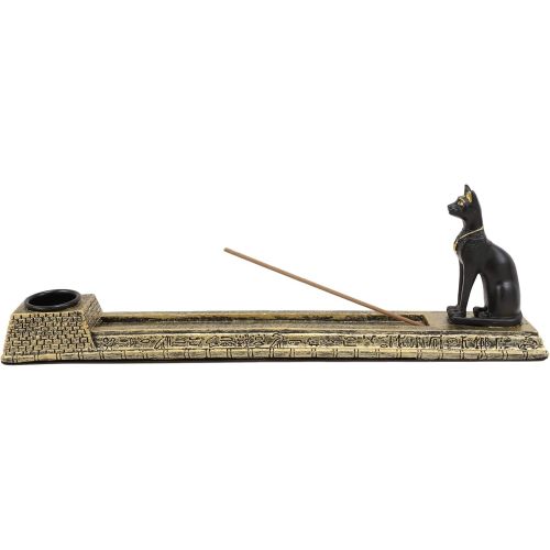  인센스스틱 Ebros Gift Egyptian Feline Goddess of Protection Bastet Cat Deity Incense Stick and Cone Burner Holder Sculpture Home Fragrance Accessory Gods of Egypt Temple of Bast Statue