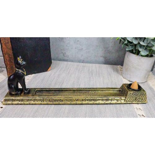  인센스스틱 Ebros Gift Egyptian Feline Goddess of Protection Bastet Cat Deity Incense Stick and Cone Burner Holder Sculpture Home Fragrance Accessory Gods of Egypt Temple of Bast Statue