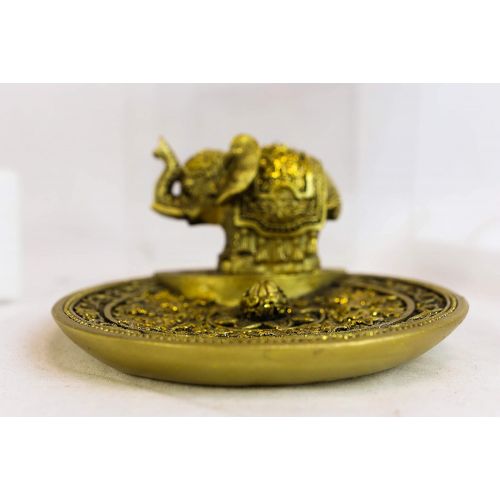  인센스스틱 Ebros Gift Zen Feng Shui Vastu Decorated Elephant With Trunk Up With Lotus Padma Blossom Incense Stick Holder Burner Dish Figurine 4.5D Eastern Enlightenment Buddhism Hinduism Arom