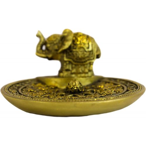  인센스스틱 Ebros Gift Zen Feng Shui Vastu Decorated Elephant With Trunk Up With Lotus Padma Blossom Incense Stick Holder Burner Dish Figurine 4.5D Eastern Enlightenment Buddhism Hinduism Arom