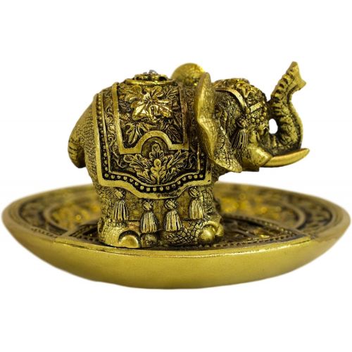  인센스스틱 Ebros Gift Zen Feng Shui Vastu Decorated Elephant With Trunk Up With Lotus Padma Blossom Incense Stick Holder Burner Dish Figurine 4.5D Eastern Enlightenment Buddhism Hinduism Arom