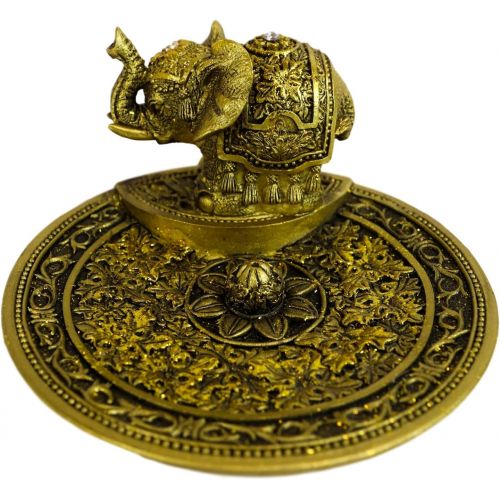  인센스스틱 Ebros Gift Zen Feng Shui Vastu Decorated Elephant With Trunk Up With Lotus Padma Blossom Incense Stick Holder Burner Dish Figurine 4.5D Eastern Enlightenment Buddhism Hinduism Arom