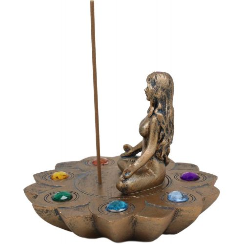  인센스스틱 Ebros Gift Sacred Moon Feminine Triple Goddess Yoga Meditation with Chakra Zone Color Beads Lotus Flower Incense Stick Holder Burner Figurine Zen Feng Shui Vastu Home Fragrance Tab
