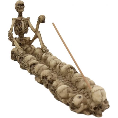  인센스스틱 Ebros Gift Ebros God of The Dead Skeleton King Sitting by Ossuary Skull Graveyard Incense Stick Burner Statue 10.5 Long Skeletons Halloween Aromatherapy Decorative Accent Figurine Accessory
