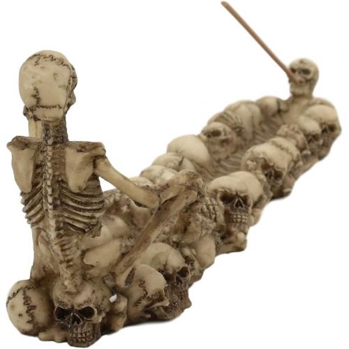  인센스스틱 Ebros Gift Ebros God of The Dead Skeleton King Sitting by Ossuary Skull Graveyard Incense Stick Burner Statue 10.5 Long Skeletons Halloween Aromatherapy Decorative Accent Figurine Accessory