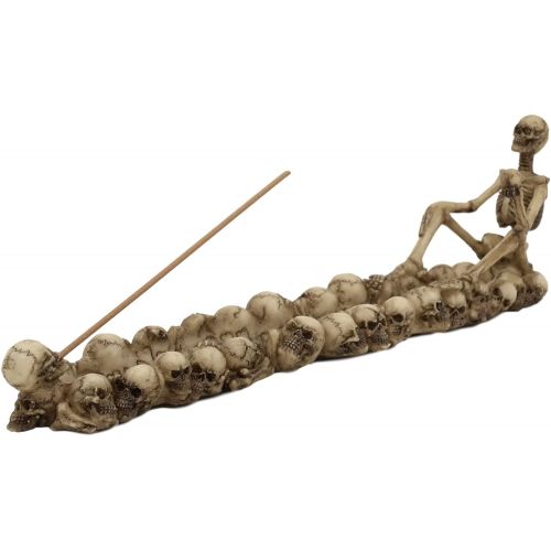  인센스스틱 Ebros Gift Ebros God of The Dead Skeleton King Sitting by Ossuary Skull Graveyard Incense Stick Burner Statue 10.5 Long Skeletons Halloween Aromatherapy Decorative Accent Figurine Accessory