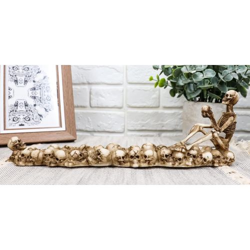  인센스스틱 Ebros Gift Ebros God of The Dead Skeleton King Sitting by Ossuary Skull Graveyard Incense Stick Burner Statue 10.5 Long Skeletons Halloween Aromatherapy Decorative Accent Figurine Accessory