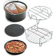 Ecent 5tlg Friteuse Set Airfryer Zubehoer Kuchenform Pizzatablett Silikon-Pad Grill 8
