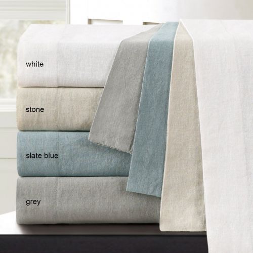  Echelon Home Washed Linen/Cotton Queen Sheet Set Grey,
