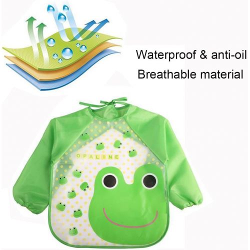  [아마존베스트]EchoDone 4 Packs Waterproof Childrens Art Smock Kids Painting Aprons Long Sleeve Baby Smock for Eating 1-4 Years