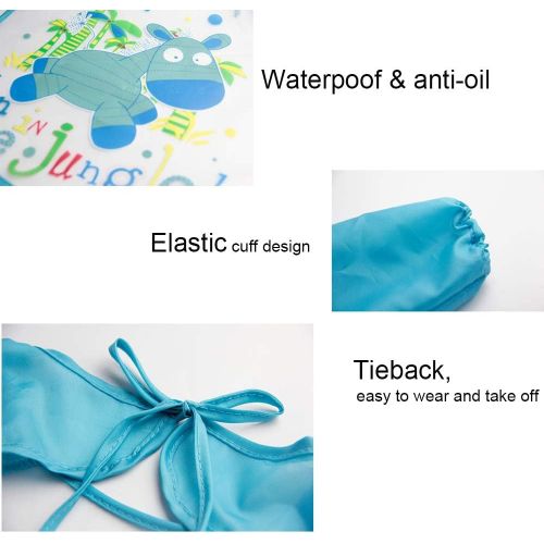  [아마존베스트]EchoDone 4 Packs Waterproof Childrens Art Smock Kids Painting Aprons Long Sleeve Baby Smock for Eating 1-4 Years