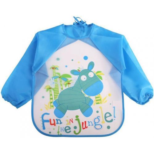  [아마존베스트]EchoDone 4 Packs Waterproof Childrens Art Smock Kids Painting Aprons Long Sleeve Baby Smock for Eating 1-4 Years