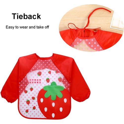  [아마존베스트]EchoDone 6 Packs Waterproof Childrens Art Smock Kids Painting Aprons Long Sleeve Baby Smock for Eating 1-4 Years