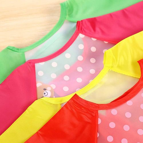  [아마존베스트]EchoDone 6 Packs Waterproof Childrens Art Smock Kids Painting Aprons Long Sleeve Baby Smock for Eating 1-4 Years