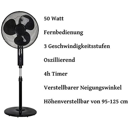  [아마존베스트]Echos Floor Fan with Remote Control Diameter 41 cm 55 Watt Oscillating 3 Modes 3 Levels LED Display 7.5 h Timer Quiet Operation Fan Tower Fan Air Cooler Floor Fan