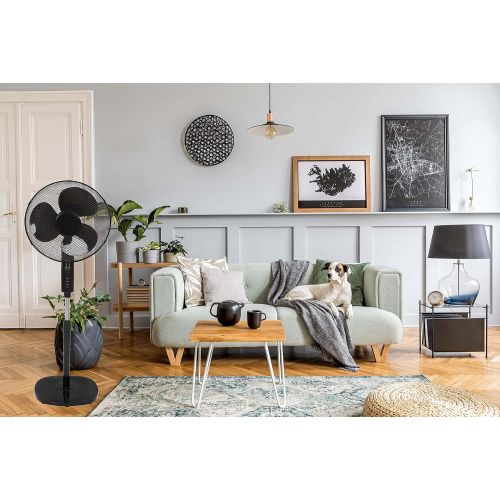  [아마존베스트]Echos Floor Fan with Remote Control Diameter 41 cm 55 Watt Oscillating 3 Modes 3 Levels LED Display 7.5 h Timer Quiet Operation Fan Tower Fan Air Cooler Floor Fan