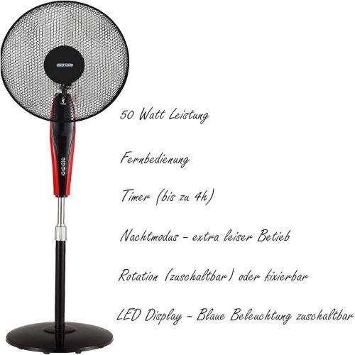  [아마존베스트]Echos Floor Fan with Remote Control Diameter 42 cm 5-Way Propeller Blade 45 Watt Oscillating LED Display 7.5 h Timer Quiet Operation Fan Tower Fan Air Cooler Floor Fan