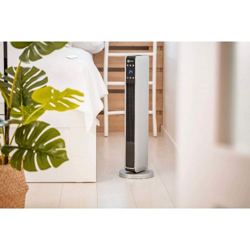  [아마존베스트]Echos Ceramic Fan Heater 3 Levels Cold 1200 2200 Watt 70° Oscillating 8 H Timer Remote Control Temperature Display Temperature Setting 10-49°C Electric Heater