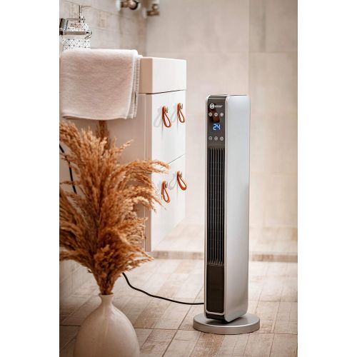  [아마존베스트]Echos Ceramic Fan Heater 3 Levels Cold 1200 2200 Watt 70° Oscillating 8 H Timer Remote Control Temperature Display Temperature Setting 10-49°C Electric Heater