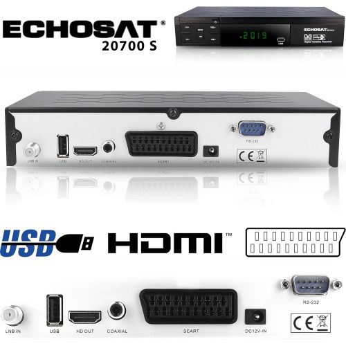  Echosat hd-line Echosat 20700 S Updated Digital Satellite Receiver (HDTV, DVB S/S2, HDMI, SCART, 2x USB 2.0, Full HD 1080p) (Pre programmed for Astra Hotbird and Tuerksat)