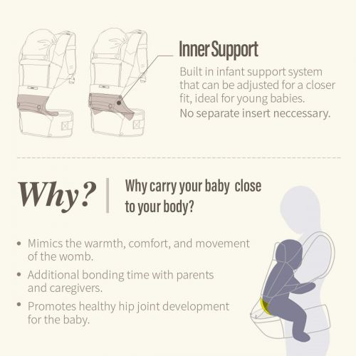  Ecleve EECLEVE Pulse Ultimate Comfort Hip Seat Baby Carrier  Award-Winning Hip Healthy Front & Back Carry 9 Positions  Safety Certified Up to 45 lbs (Dove)