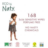Naty by Nature Babycare Naty, ECO by Naty Baby Wipes, Unscented, 3 packs of 56 (168 count)