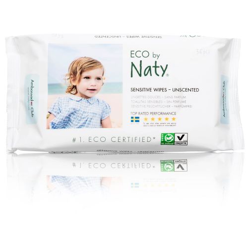  Naty by Nature Babycare Naty, ECO by Naty Baby Wipes, Unscented, 3 packs of 56 (168 count)