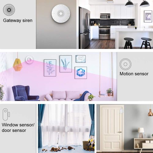  Eco4life eco4life Smart Home DIY Wireless Smart Phone APP Control Alarm Security System Kit - Gateway Siren, DoorWindow Sensor, Motion Sensor, Works with Alexa & Google Assistant & IFTTT,