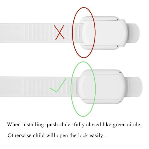  [아마존베스트]Child Safety Strap Locks (12 Pack) for Fridge, Cabinets, Drawers, Dishwasher, Toilet, 3M Adhesive No Drilling - by Eco-Baby