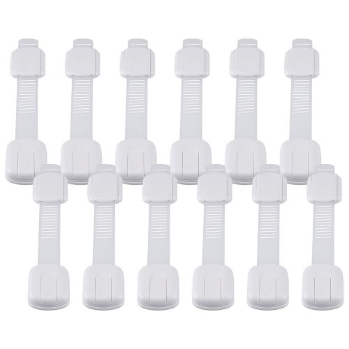  [아마존베스트]Child Safety Strap Locks (12 Pack) for Fridge, Cabinets, Drawers, Dishwasher, Toilet, 3M Adhesive No Drilling - by Eco-Baby