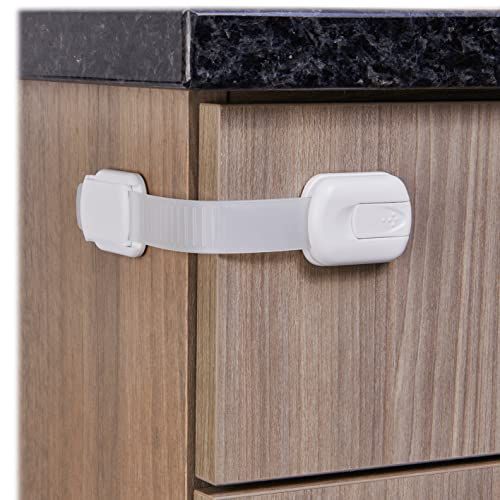  Cabinet Locks for Babies - 12 Baby Proofing Straps - Refrigerator Lock, Child Proof Locks for Cabinet Doors, Toilet Seat - Easy to Install - by Eco-Baby