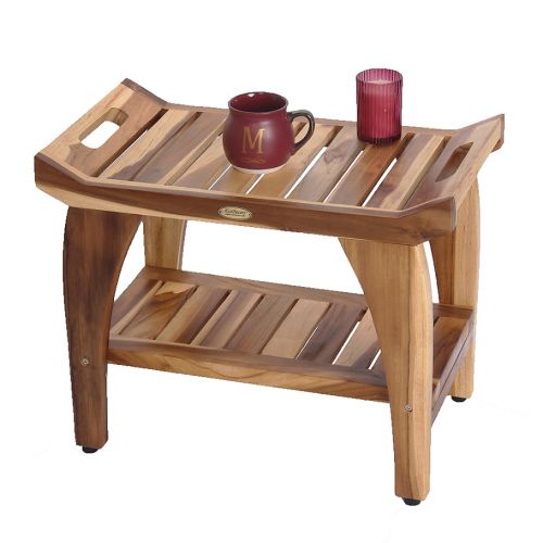  EcoDecors EarthyTeak Tranquility 24-Inch Bench with Shelf