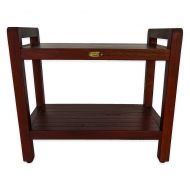 EcoDecors Classic 24-Inch Teak Shower Bench with Shelf and Arms in Brown