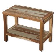 EcoDecors Classic 24-Inch Teak Shower Bench with Shelf in Natural