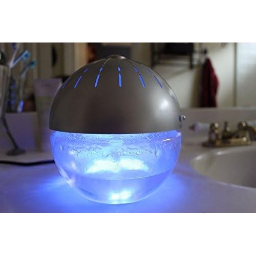  EcoGecko Earth Globe- Glowing Water Air Washer and Revitalizer with Lavender Oil, Silver (75606-Silver)